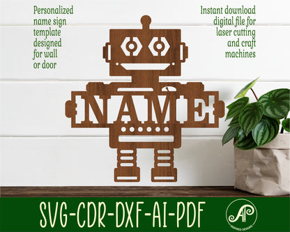 Robot shape name sign SVG / DXF / AI / PDF / CDR