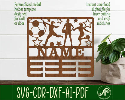 Soccer female medal holder sign. SVG / DXF / AI / PDF / CDR