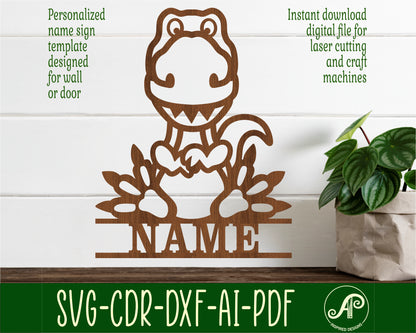 Dinosaur shape name sign SVG / DXF / AI / PDF / CDR