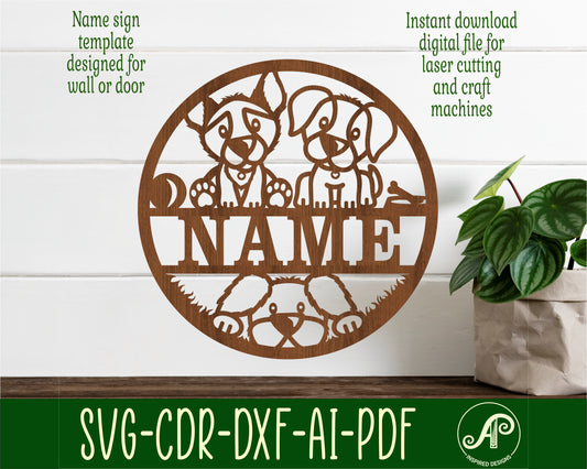 Dogs name wall sign. SVG / DXF / AI / PDF / CDR