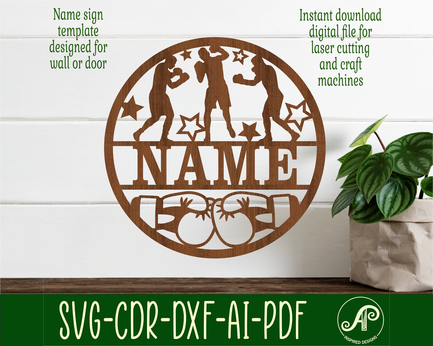 Boxing name wall sign. SVG / DXF / AI / PDF / CDR