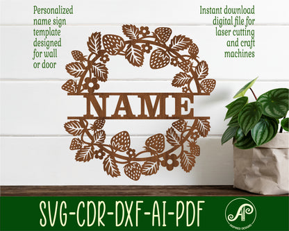 Strawberry shape name sign SVG / DXF / AI / PDF / CDR