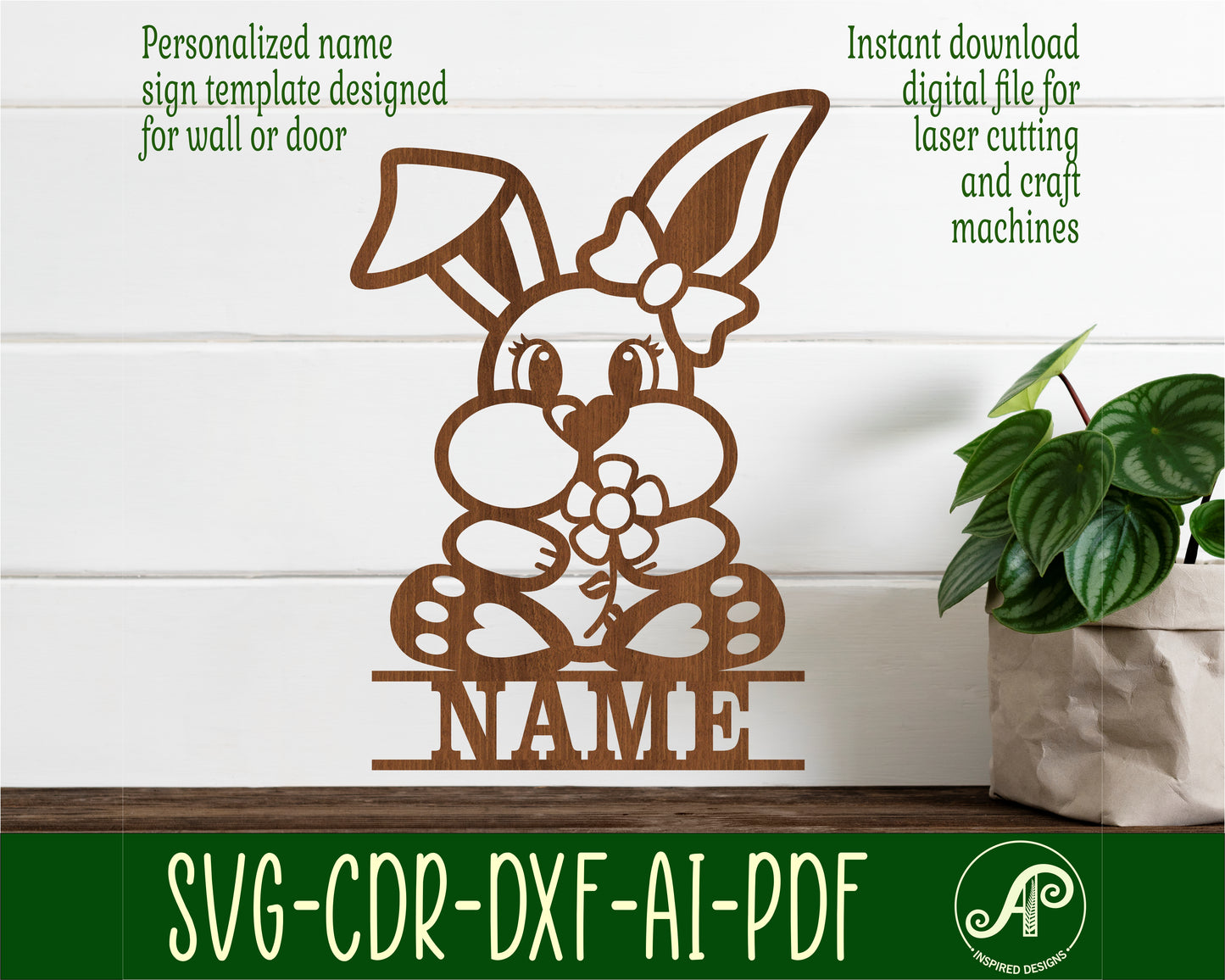 Bunny shape name sign SVG / DXF / AI / PDF / CDR