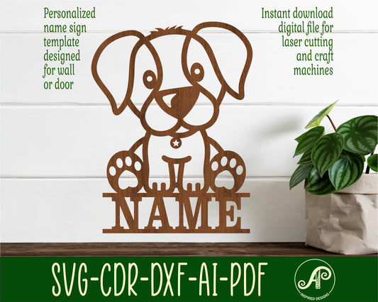 Puppy shape name sign SVG / DXF / AI / PDF / CDR