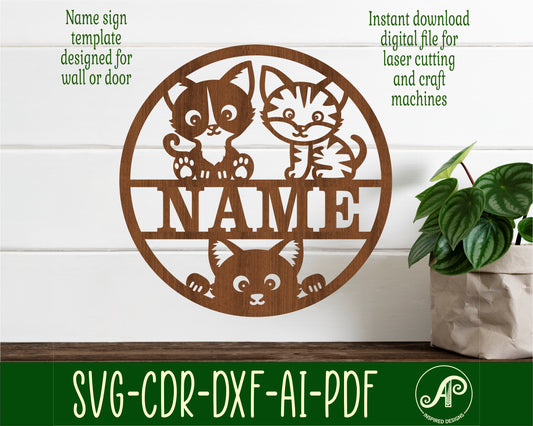 Cats name wall sign. SVG / DXF / AI / PDF / CDR