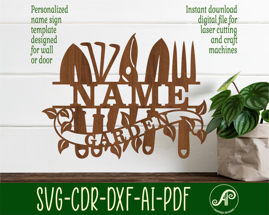 Garden tools shape name sign SVG / DXF / AI / PDF / CDR