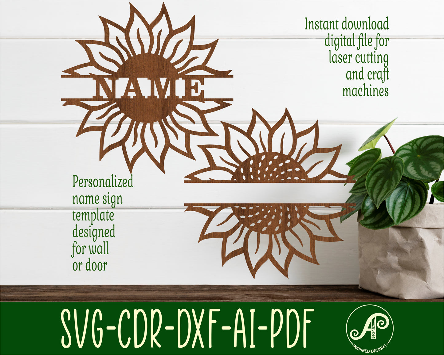 Sunflower shape name sign SVG / DXF / AI / PDF / CDR