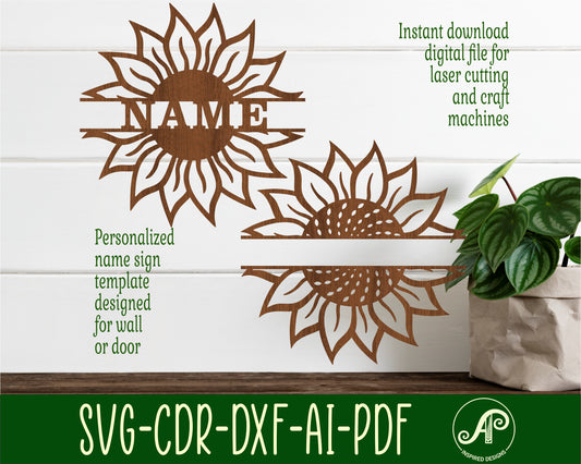 Sunflower shape name sign SVG / DXF / AI / PDF / CDR