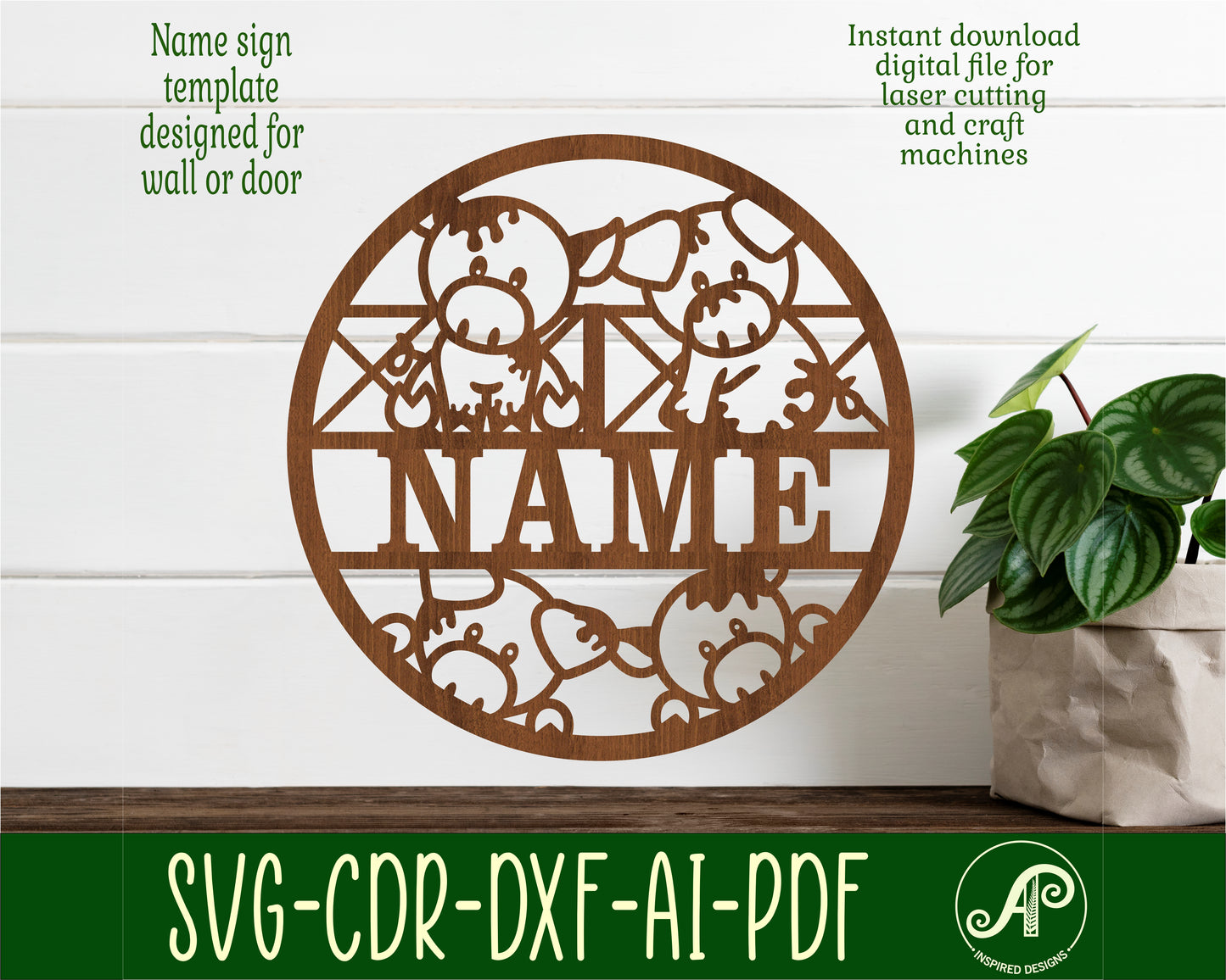 Muddy pigs name wall sign. SVG / DXF / AI / PDF / CDR