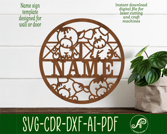 Muddy pigs name wall sign. SVG / DXF / AI / PDF / CDR