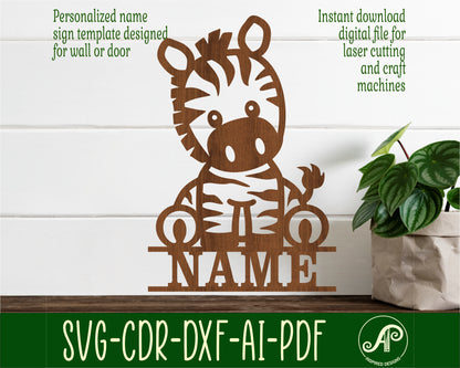 Zebra shape name sign SVG / DXF / AI / PDF / CDR