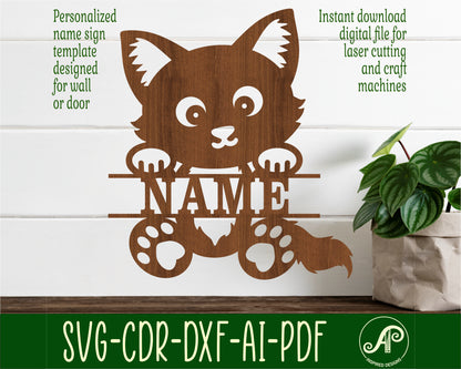 Cute Cat shape name sign SVG / DXF / AI / PDF / CDR