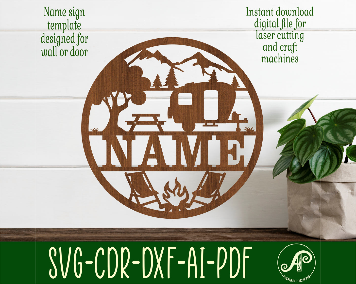 Caravan name wall sign. SVG / DXF / AI / PDF / CDR