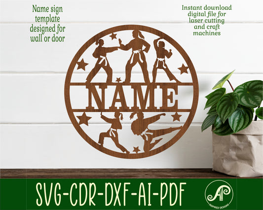 Karate female name wall sign. SVG / DXF / AI / PDF / CDR