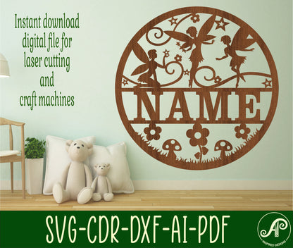 Fairies name wall sign. SVG / DXF / AI / PDF / CDR