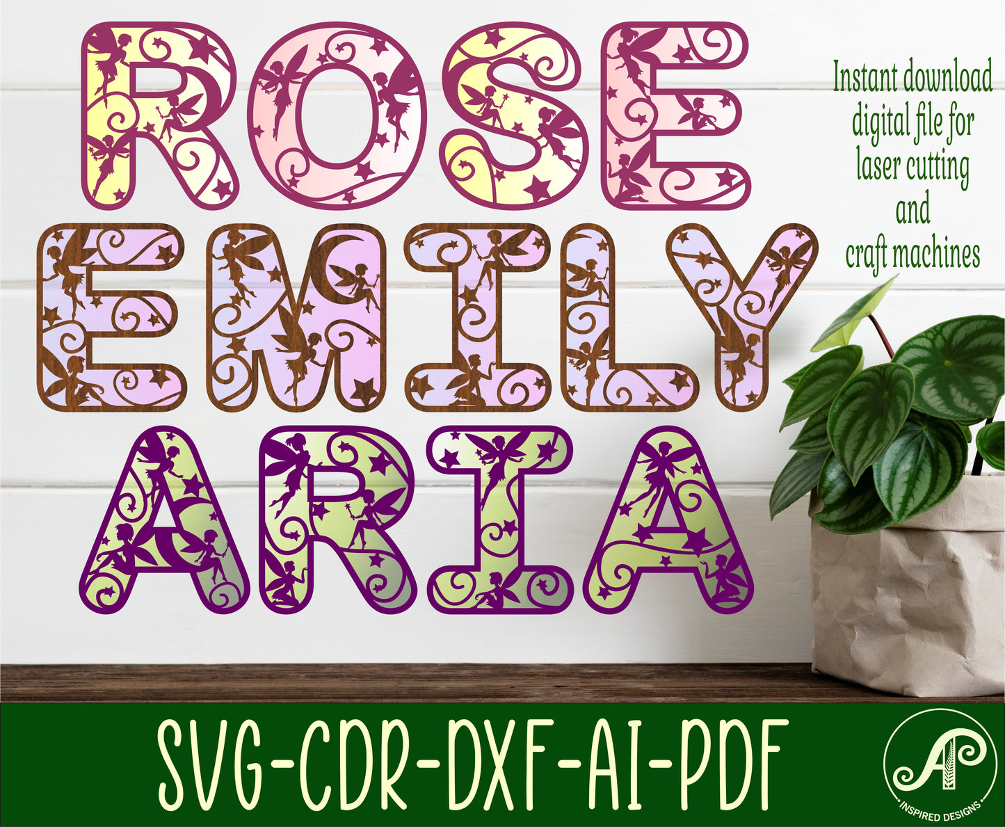 Fairy alphabet letter set. 44 letter options