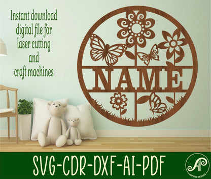 Flower name wall sign. SVG / DXF / AI / PDF / CDR