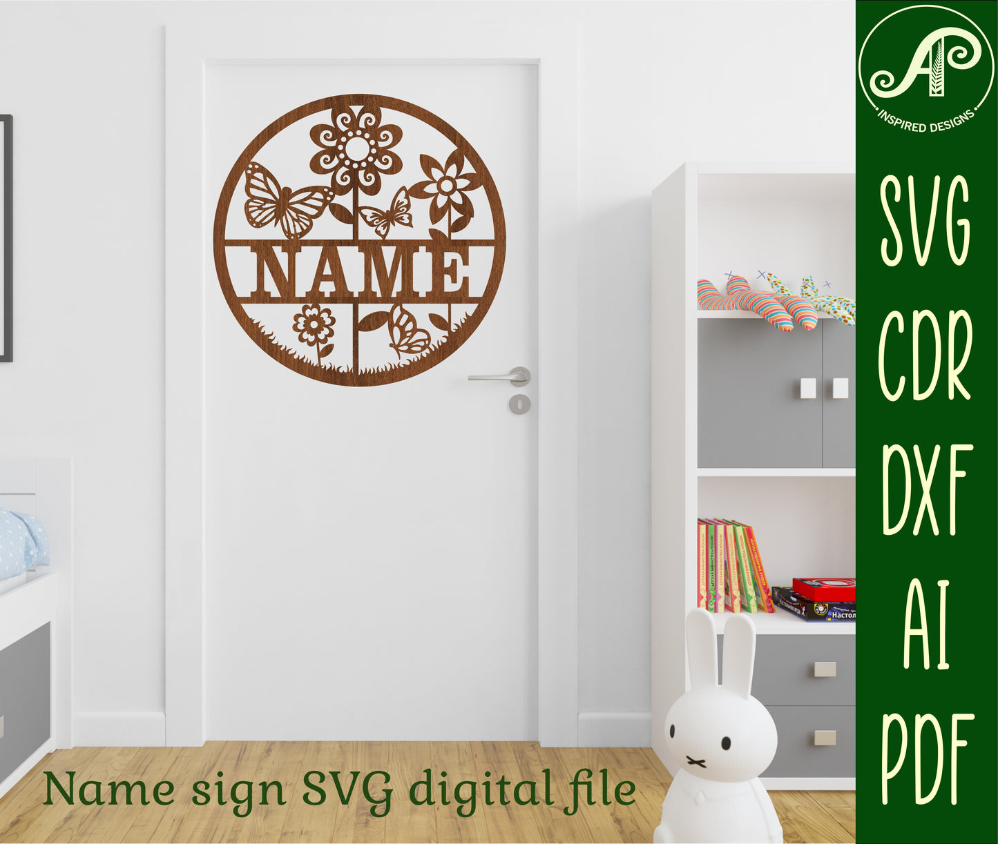 Flower name wall sign. SVG / DXF / AI / PDF / CDR