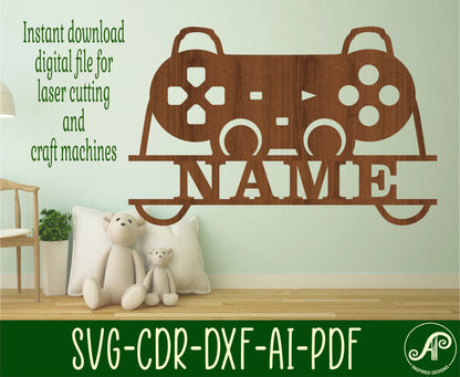 Gamer controller shape name sign SVG / DXF / AI / PDF / CDR