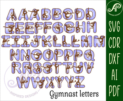 Gymnast alphabet letter set. 49 letter options