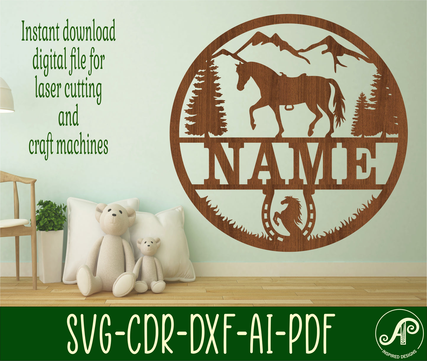 Horse name wall sign. SVG / DXF / AI / PDF / CDR