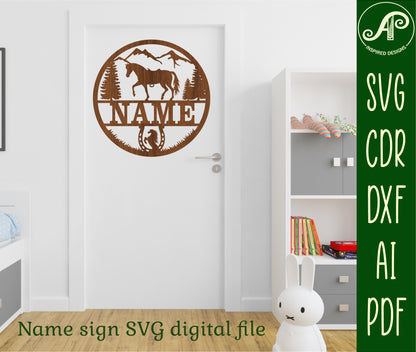 Horse name wall sign. SVG / DXF / AI / PDF / CDR