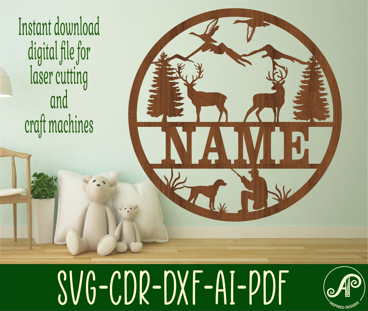 Hunter name wall sign. SVG / DXF / AI / PDF / CDR