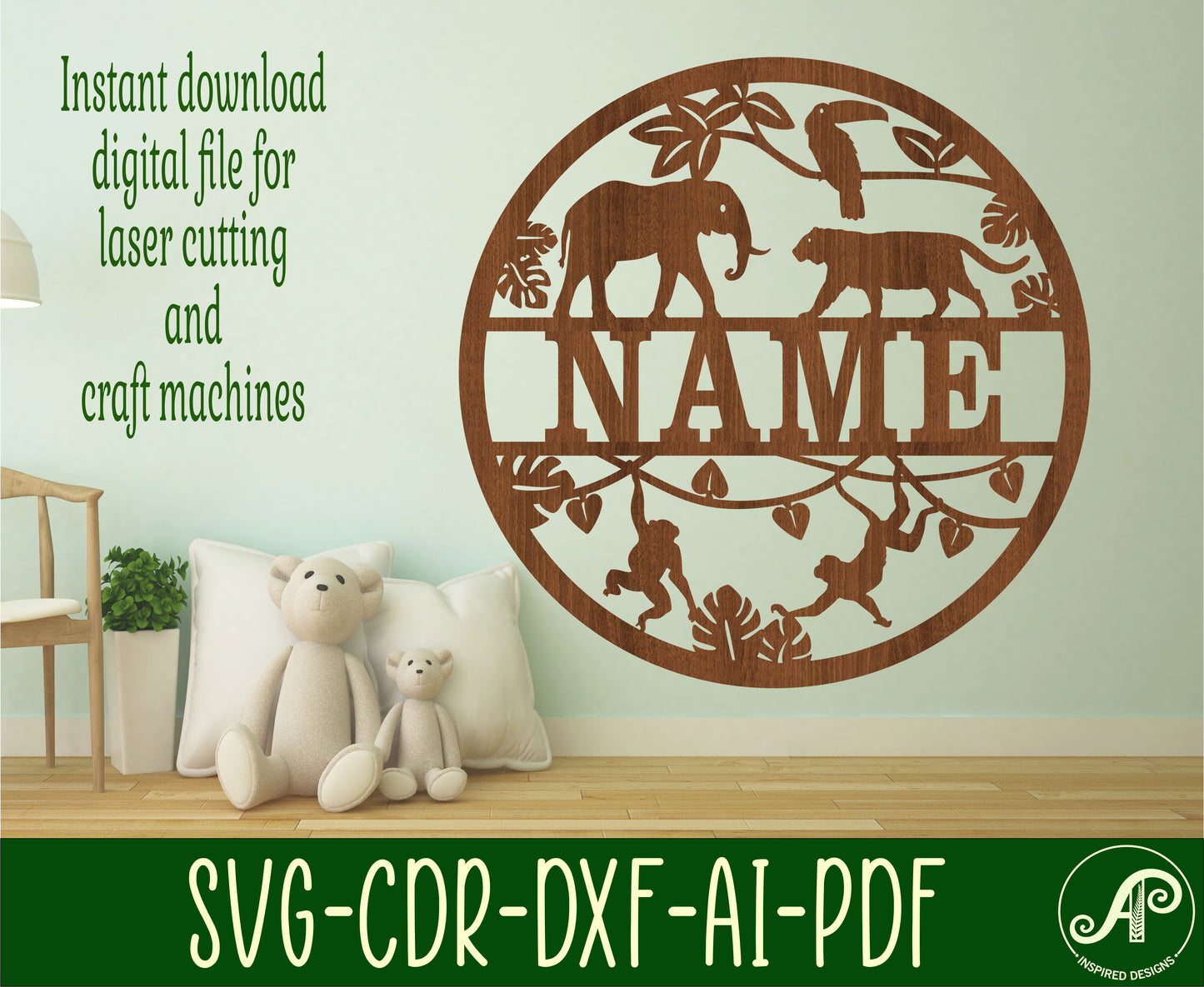 Jungle name wall sign. SVG / DXF / AI / PDF / CDR