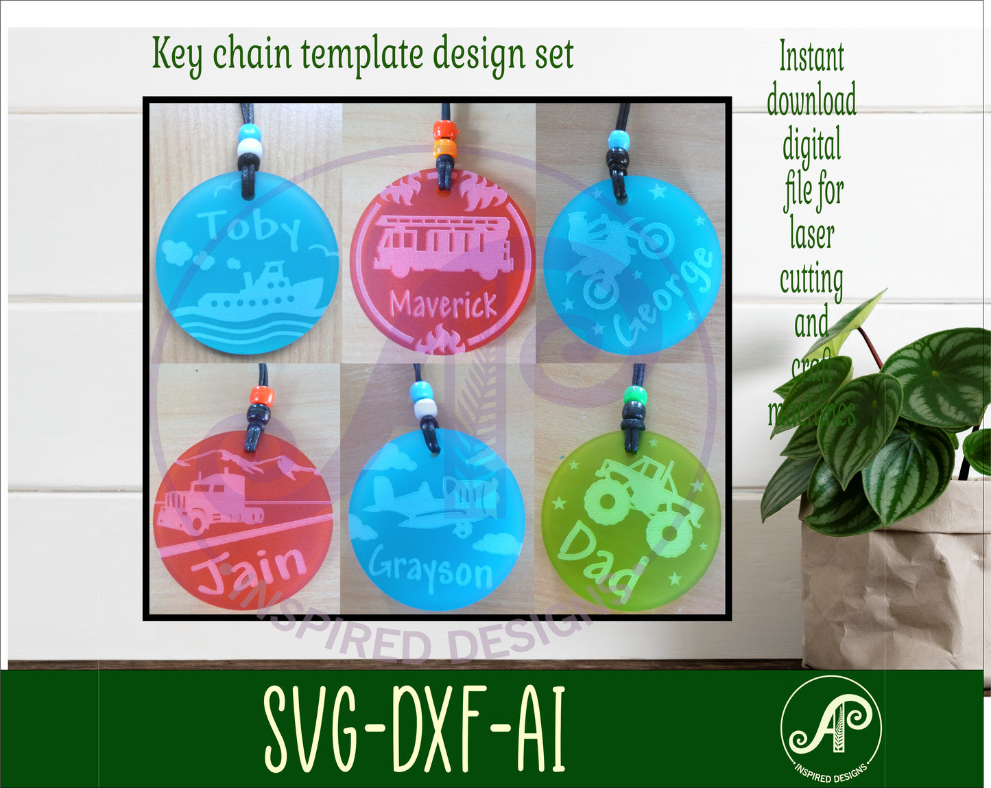 Round tag vehicles set 2 designs set   SVG / DXF / AI