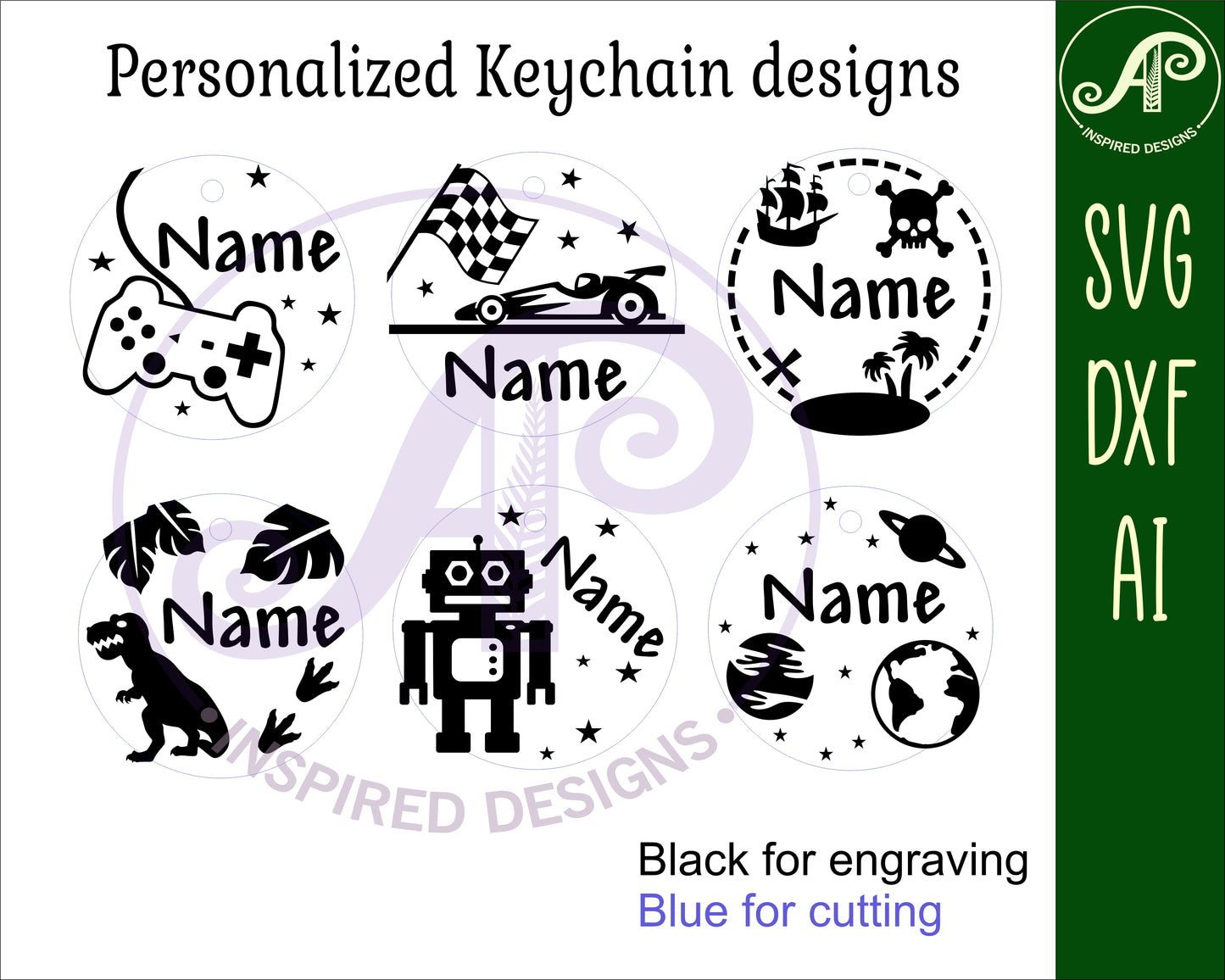 Round boys theme set, tag designs SVG / DXF / AI