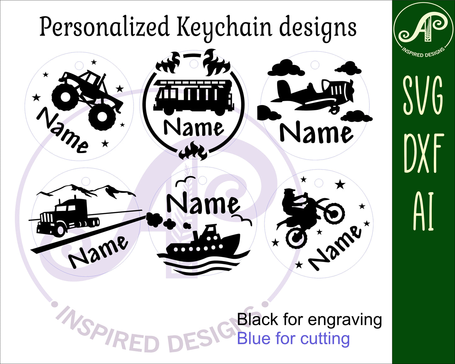 Round tag vehicles set 2 designs set   SVG / DXF / AI