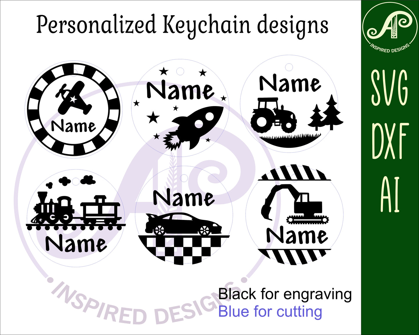 Round tag vehicles set 1 designs set   SVG / DXF / AI