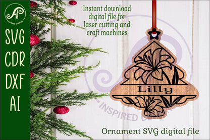 Floral tree engraved ornaments design SVG / DXF / AI