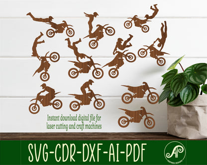 Motocross, motorbike designs, 11 silhouette shapes