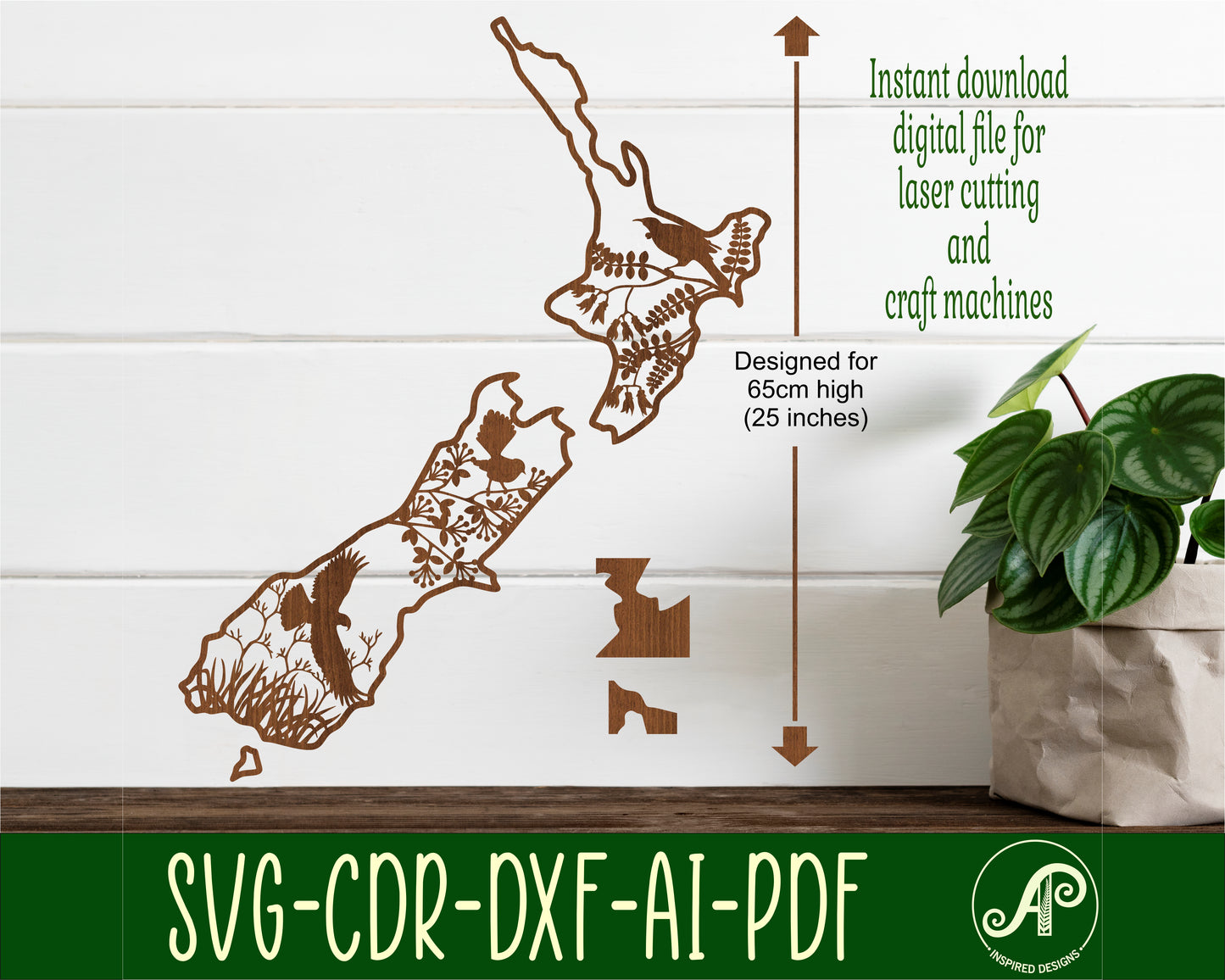 Native birds NZ outline wall sign design SVG / DXF / AI / PDF / CDR