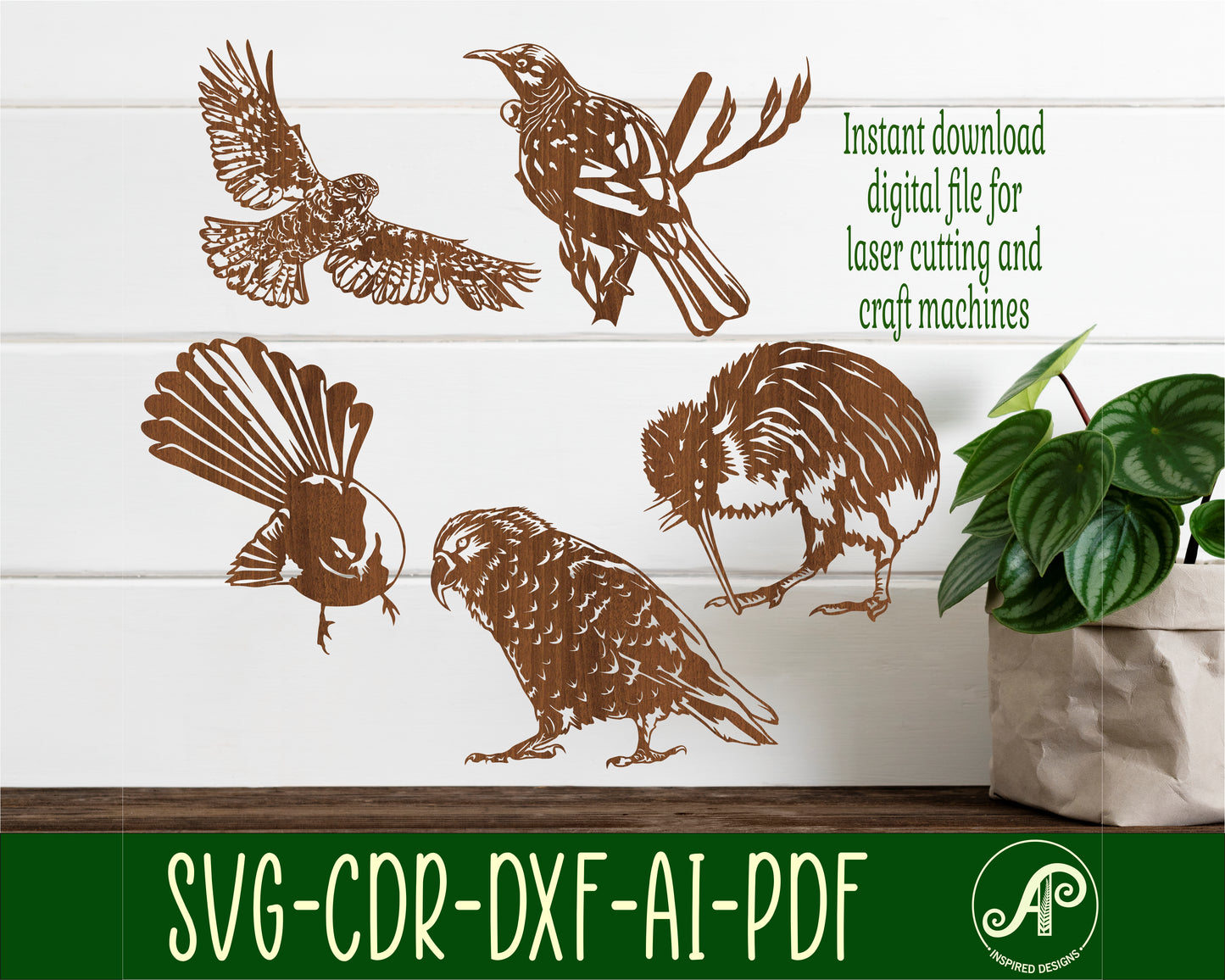 New Zealand birds set 1 wall sign design SVG / DXF / AI / PDF / CDR