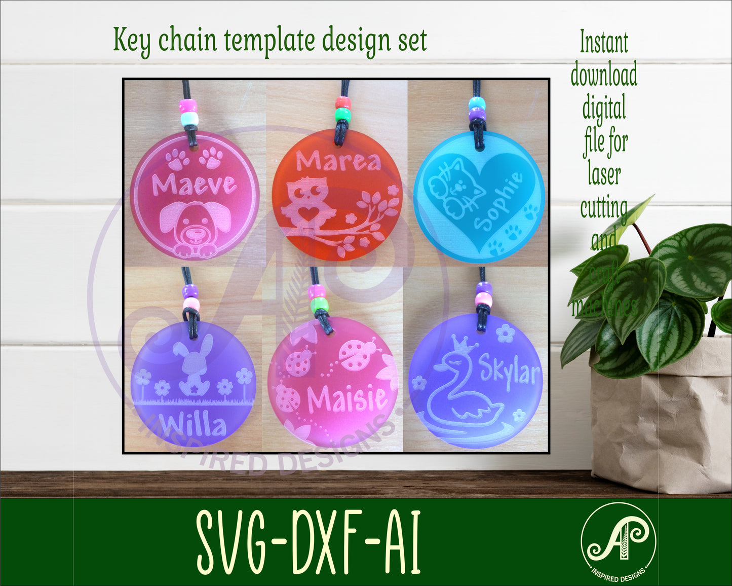 Round animal set 1 tag designs SVG / DXF / AI