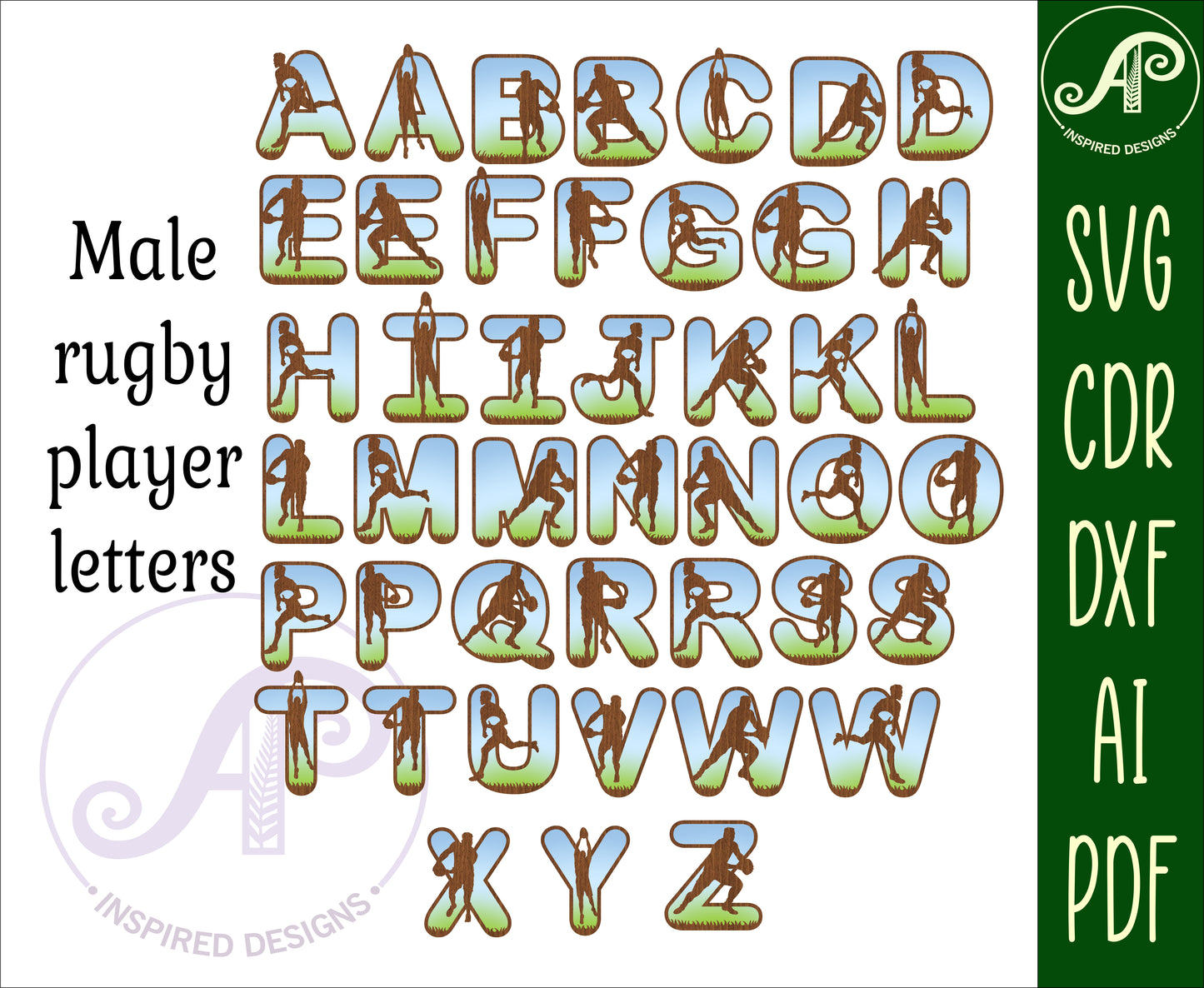 Rugby bulk alphabet letter set. 114 letter options