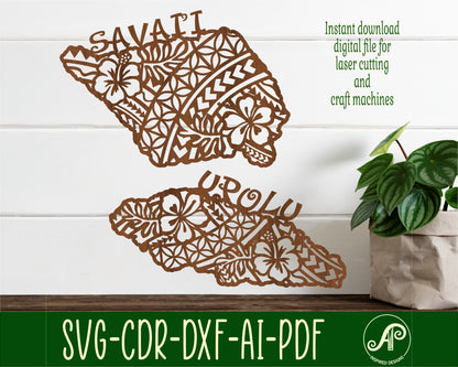 Samoa map wall sign designs SVG / DXF / AI / PDF / CDR