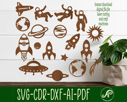 Space designs, 17 silhouette shapes