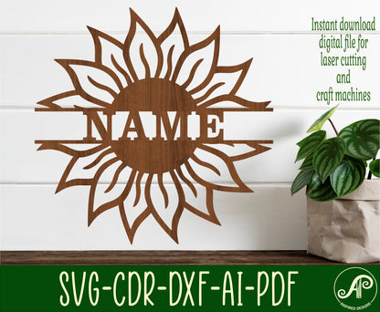 Sunflower shape name sign SVG / DXF / AI / PDF / CDR