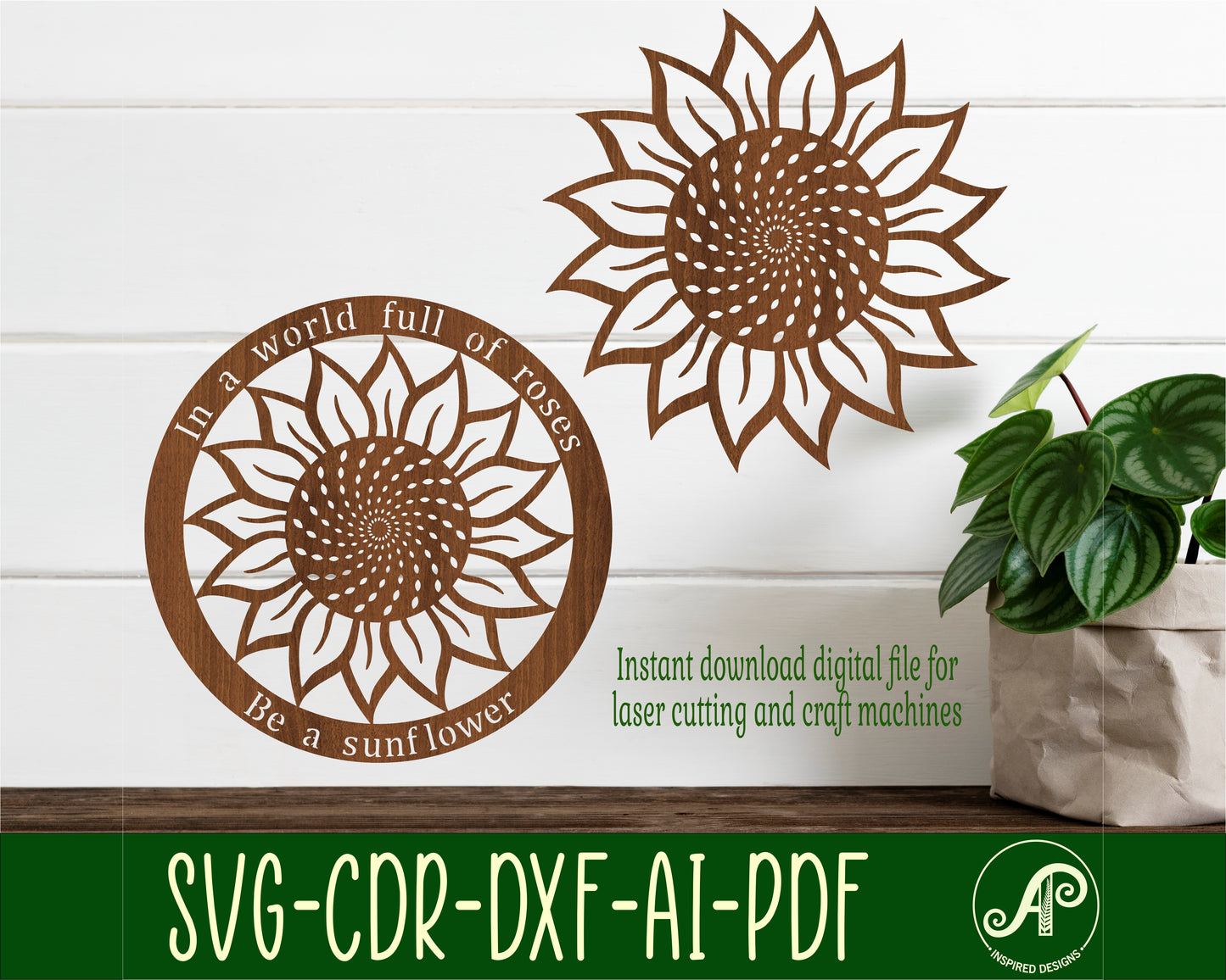 Sunflower wall sign design SVG / DXF / AI / PDF / CDR