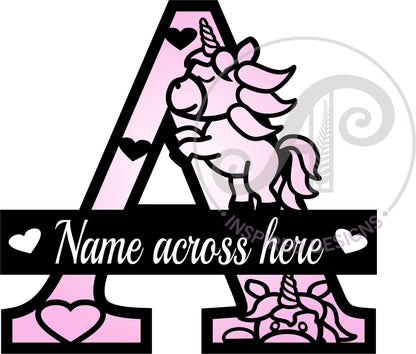 Cute unicorn layered monogram sign SVG / DXF / AI / PDF / CDR