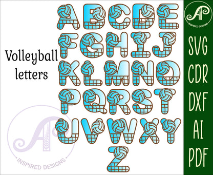 Volleyball bulk alphabet letter set. 114 letter options