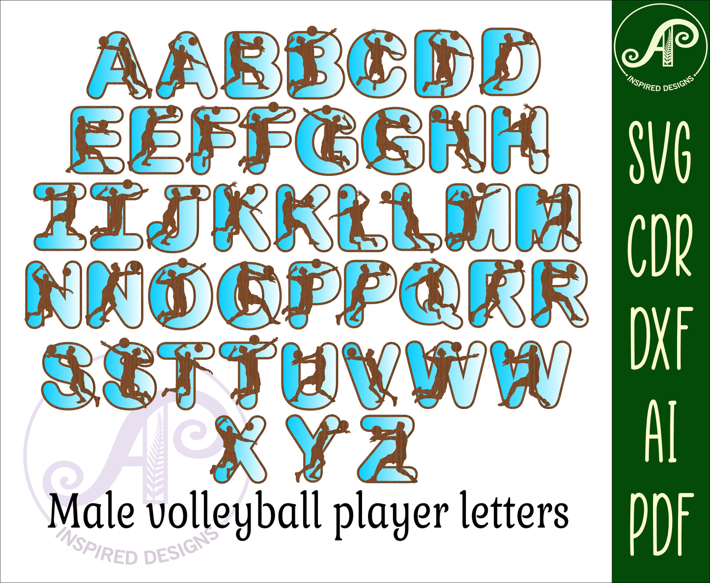 Volleyball bulk alphabet letter set. 114 letter options