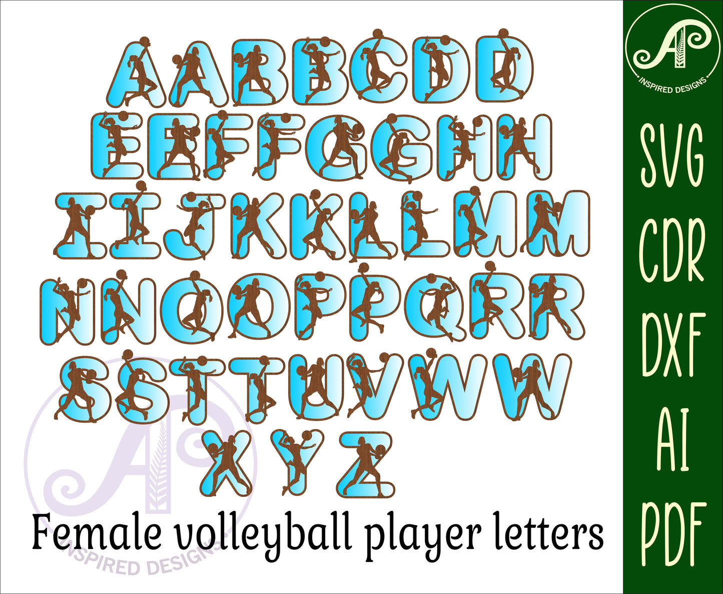 Volleyball bulk alphabet letter set. 114 letter options