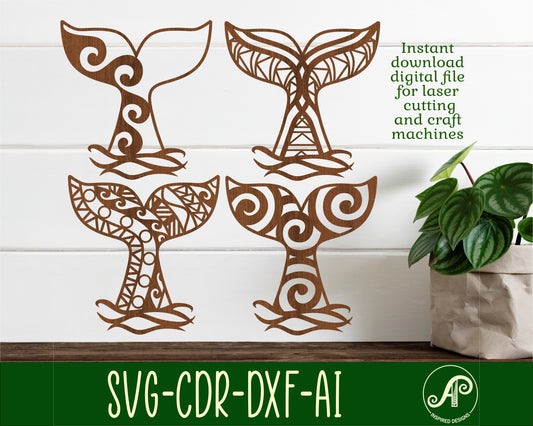 Whale tail NZ wall sign designs SVG / DXF / AI / PDF / CDR