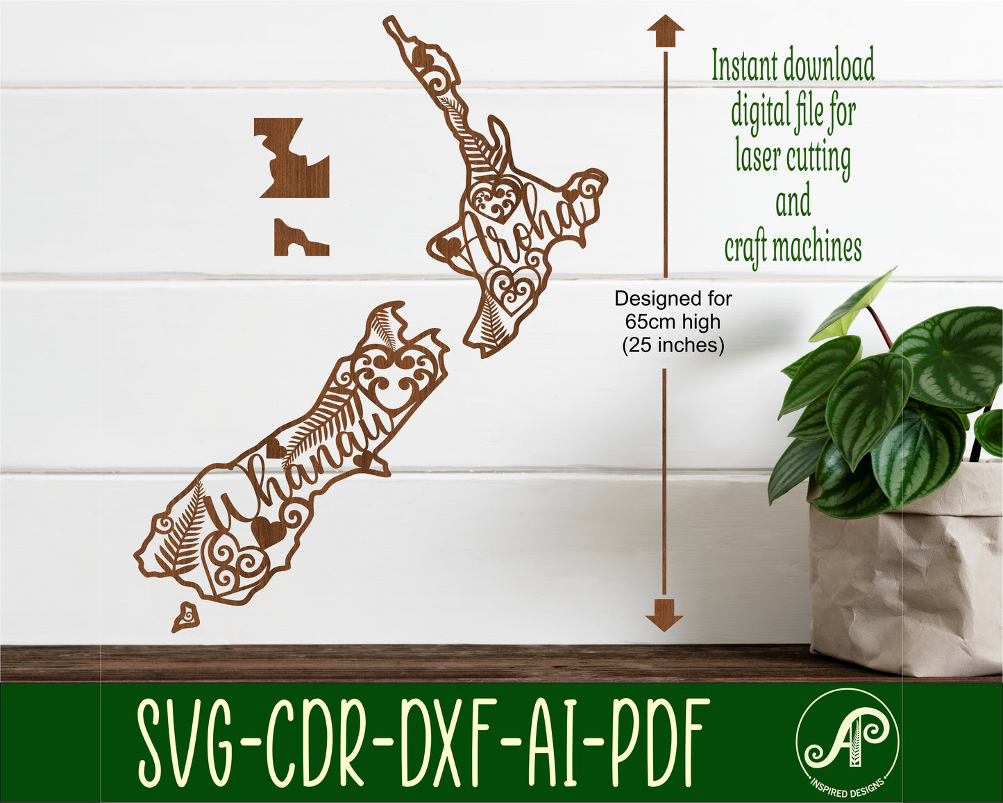 Whanau Aroha NZ outline wall sign design SVG / DXF / AI / PDF / CDR